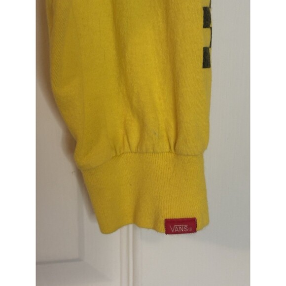 Women's Vans Crop Top Blouse Yellow Long Sleeve Shirt Size Medium Cowl Neck FLAW - Picture 7 of 11